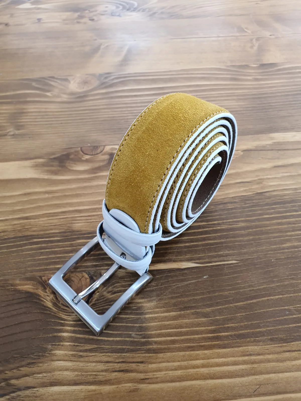GentWith Bellingham Yellow Suede Leather Belt - GENT WITH
