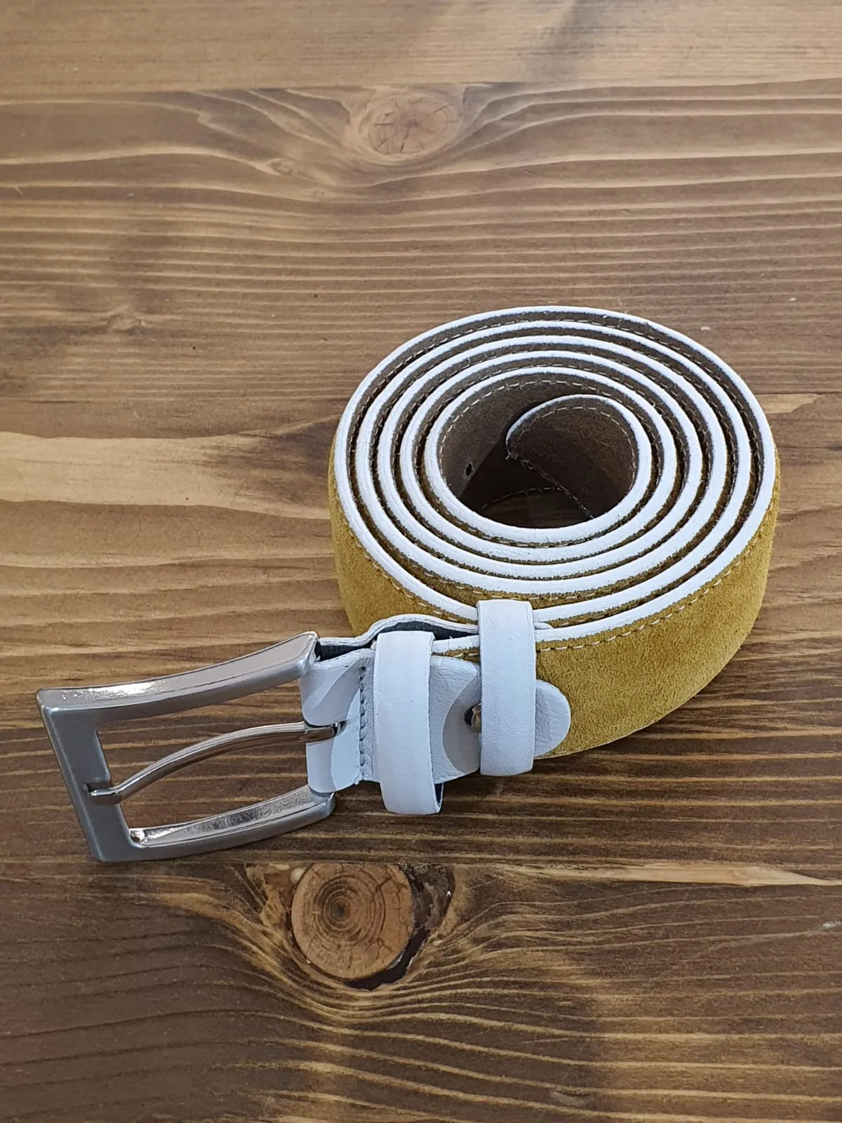 GentWith Bellingham Yellow Suede Leather Belt - GENT WITH